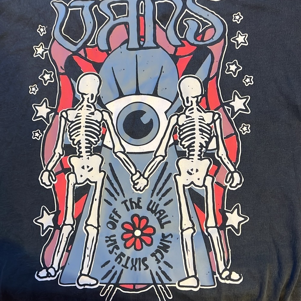 Women’s Dark Gray Vans Off The Wall Since ‘66 Skeletons Hand In Hand Altar S